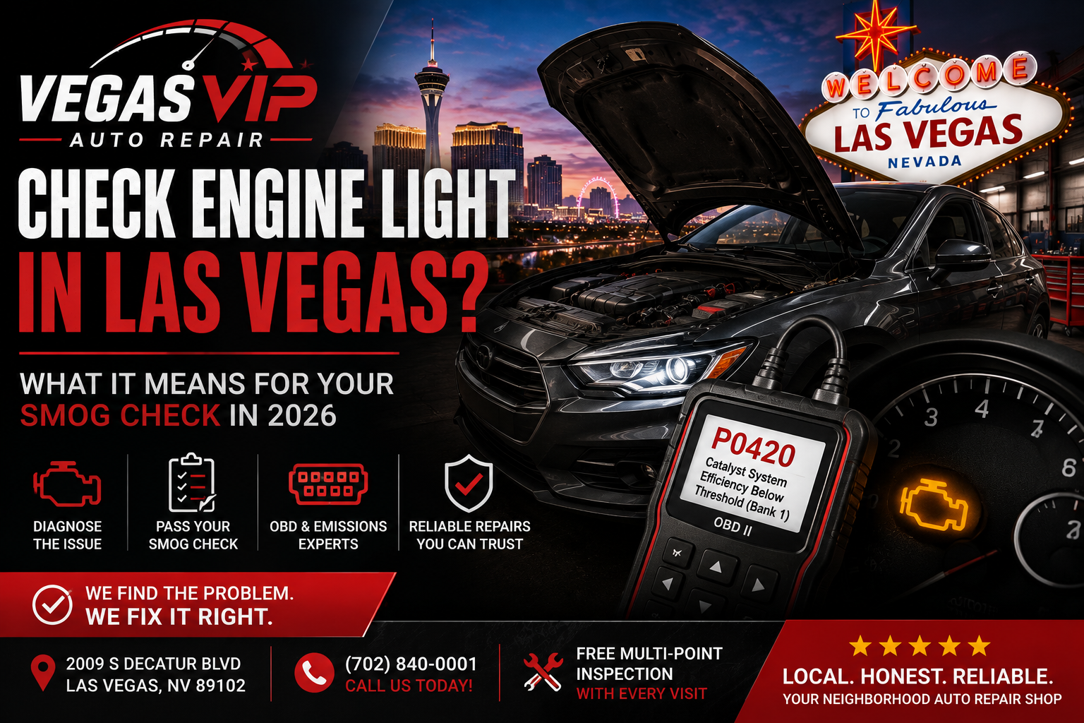 Check Engine Light in Las Vegas: What It Means for Your Smog Check in 2026
